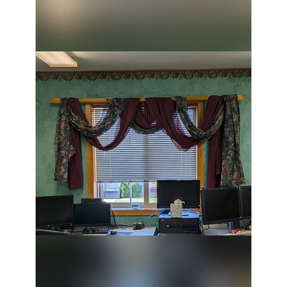 90's Swag Curtains Burgundy & Forest Green